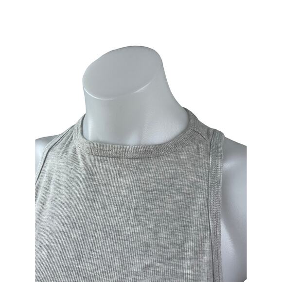 Joah Brown Women's Gray Ribbed Knit High Neck Racerback Athletic Crop Top M/L - Picture 3 of 6